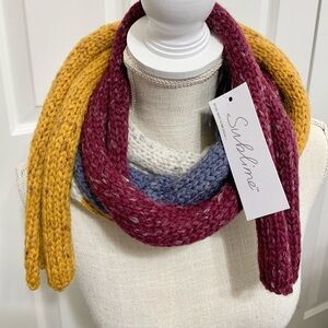 Super Long Rolled Wool Scarf Color block - 120” - NEW